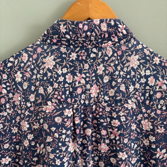Vtg Cornflower Blue+ Pink Floral Blouse - Picture 7 of 9